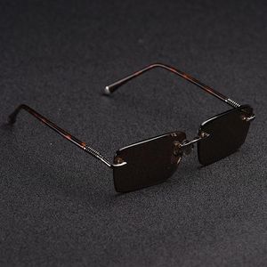 Helzerosun glas solglasögon manliga kantfria solglasögon för män brun lins anti skrap varumärke designer vintage eyewear240z