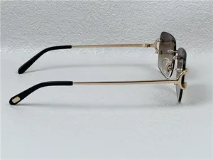 Spiegelrahmen-Brille für Damen, Vintage-Sonnenbrille, Herren-Design, rahmenlos, quadratische Form, UV400, goldfarben, leicht, Sonne weniger