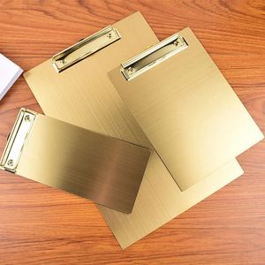 Nordic Golden Stainless Steel Folder Board A4 Metal Writing Board Clip A5 Bill Pad Restaurang Menu File Mapp Lagring Urklipp 240105