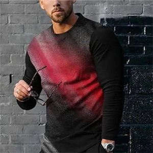 Men's T Shirts Leisure Autumn And Winter Seasons Fashion European Size Long Sleeve T-shirt Rayas Print Tees Round Neck Tops