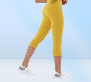 Capris yoga leggings roupas de ginástica mulheres leggings cor sólida cintura alta hip levantamento pêssego hip exercício alinhar calças calças justas treino5983207