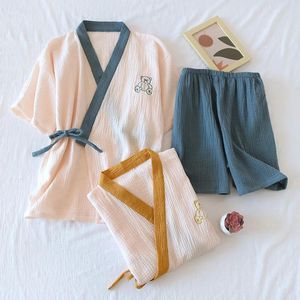 Юбки Новые весенние и летние японские костюмы кимоно, дамы, 100% хлопковые креповые шорты, шорты с двойной