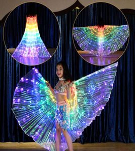 Niñas coloridas luces LED danza del vientre alas disfraz de mariposa para niños danza del vientre india oriental accesorios de baile G9174168