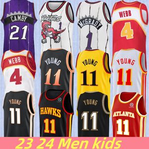 23/24 Trae Young Dejounte Murray Basketball Jerseys Retro Spud Webb Vince Carter Tracy McGrady Mens City Atlantas Hawk Black Red Shirt