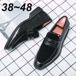 Mens Leather Designer Brand Casual Classic for Men Smile Breattable Office Loafers Formella Business Footwear Dress Shoes Flats 48 240105