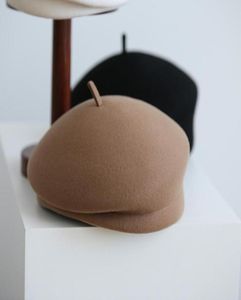 Hepburn stil 100% lia ull basker flicka söt målare hatt lady cloche filt pillbox cap2144893