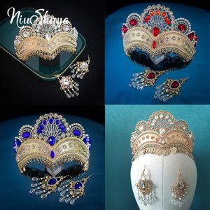 NiuShuya Retro-Barock-Diademe im indischen Stil, Wassertropfen-Diademe, Kronen, Diadem-Stirnbänder, Braut-Noiva, Hochzeit, Geburtstag, Party, Haarschmuck 240105