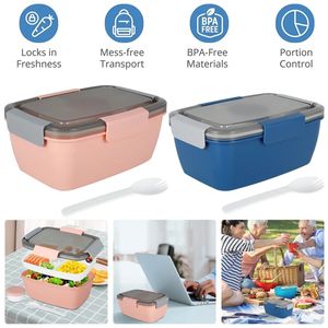 Salad Lunch Container 2L Large Capacity BPA Free Salad Lunch Box with 4 Compartments Tray Leak-proof Portable Kitchen Tableware 240103