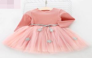 Baby Childrens Clothing Girl Dress Splicing Veil Star Princess kjol Korean Cotton Baby Long Sleeped hela T2112048500003