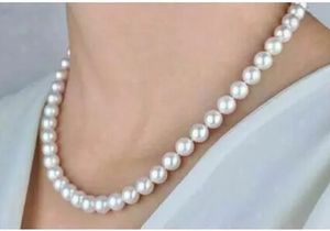 AAAAA Japanese Akoya 89mm white Pearl Necklace 24 14K Gold Clasp fine jewelryJewelry Makin 240106