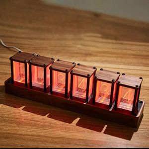 Nixie Tubes Clock Glow Tube RGB Screen Digital DIY Analog Desktop Decoration Gift 240106