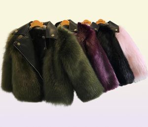 2021 Новые короткие стильные шубы для девочек, куртки с имитацией лисы, искусственный мех, трава, высокое качество, плюшевая кожа, зимние детские пальто для маленьких девочек, Ou2496883