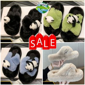 Fashion Designer Slippers Sliders Sandal Flat Bottom Women Hot Comfort Girl platform Fur Furry Warm Slider Slippers Size 36-41