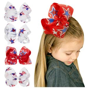 Nastro unicorno 4 luglio Archi per capelli Clip Ragazze Hairbow Bandiera USA Giorno dell'Indipendenza Hairgrip Festival Accessori per capelli per bambini HC134 BJ