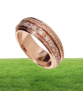 Piage Ring besittningsserie Rose Extremt 18k Gold Plated Sterling Silver Luxury SMYCE Rotertable Wedding Brand Designer Rings 6976817