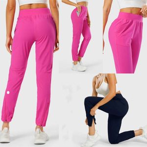 LU-1212 Women Yoga Wear Girl Jogging Pants Adapted State Stretchy High Waist Training Strap GYM