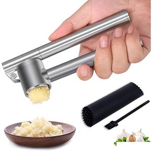 Fruit & Vegetable Tools 304 Stainless Steel Garlic Press Tools Detachable Peeling Grinding Slicer Chopper Set Cooking Gadgets Kitchen Dhf20