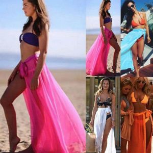 2020 New Fashion Hot Womens Swim Wear Bikini Cover Up Sheer Beach Mini Wrap Gonna Sarong Pareo Pantaloncini Bianco Nero Rosso