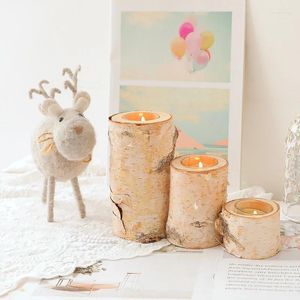 Candle Holders Wooden Living Room Vintage Nordic Accessories Candlestick Wax Melt Burner Porta Velas Home Decoration