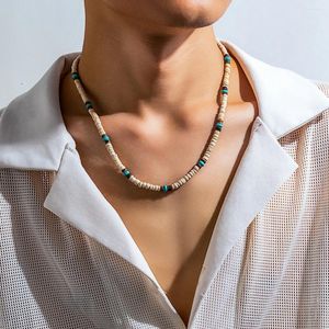 Girocollo Beige Piccola collana di perline di legno e pietra Uomo 2024 Catena di perline alla moda sul collo Accessori Gioielli di moda Regali maschili