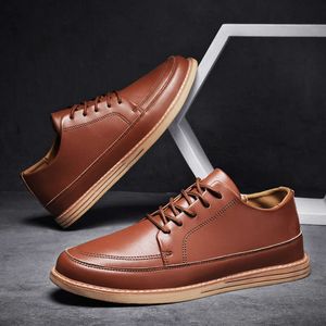 Autumn Winter Hot Sale Cheap Original Men's Brown Casual Leather Man Lace-up Work Shoes Men 2023 Zapatos Informales