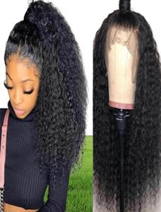 Black Deep Kinky Curly 360 Lace Frontal Synthetic Wig BabyHair Heat Resistant Fiber Simulation Human Hair For Women48013208934918