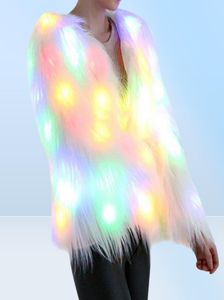 6XL Women Faux Fur LED Light Coat Christmas Costumes Cosplay y Fur Jacket Outwear Winter Warm Festival Party Club Overcoat Y2009261963556