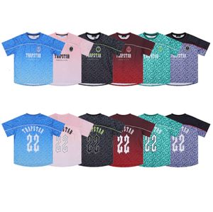 New Jin Fashion Men's Designer Trapstar Shirt London Monogram Football Jersey Gradient Sport snabb torr kortärmning Spela T-shirt för män och kvinnor 1135ESS