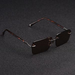 Whole-Zerosun Glass Sunglasses Male Rimless Sun Glasses for Men Brown Lens Anti Scratch Brand Designer Vintage Eyewear191Y