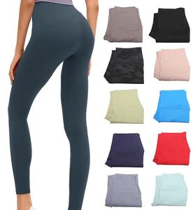 I leggings allineano il completo da yoga da donna, leggings in tinta unita, pantaloni a vita alta, designer, vestiti, legging, pantaloni da yoga, abbigliamento sportivo elastico per il fitness o