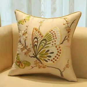 Cuscino personalizzato ricamo fine farfalla uccelli copertura floreale ufficio casa divano sedia decorativa lombare federe in raso