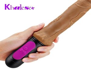 Riscaldamento Realistico Vibratore Dildo per Donna 10 velocità curva Morbido enorme dildo Pene G Spot Vagina ano Masturbatore Giocattolo del sesso per adulti 221300027