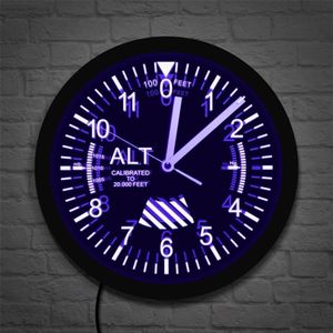 Altimeter Neon Sign LED Wall Clock Altitude Meter Tracking Pilot Air Plane Altitude Measurement Modern Wall Clock Watch Gag Gift Y290K