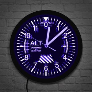 Altimètre Enseigne Au Néon Horloge Murale LED Compteur D'altitude Suivi Pilote Avion Mesure D'altitude Horloge Murale Moderne Montre Gag Cadeau Y290K