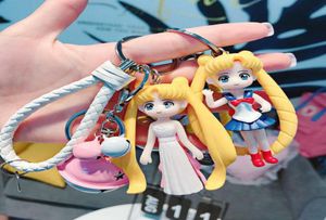 Creative Sailor Moon KeyChain Söt tecknad nyckelchain Ladies Bag Car Key Bell Pendant Boys and Girls Birthday Present G10194028928