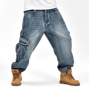 Jeans Wholesale ABOORUN 2016 Hip Hop Mens Baggy Jeans Cargo Jeans with Multi Pockets P3071