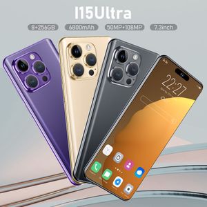 i15 ultra Mobile Smartphone with Android 13 system dual sim card support 4G 5G real mibile phone 2GB RAM+16GB ROM 7.3 inch large phones