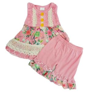 キッズデザイナーの服の女の子の夏の服セットミルクシルク幼児の女の女の子の服装袖の服装短いパンツセットキッズブティックclothi2237030