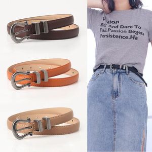 Belts Women Ancient Silver Needle Buckle Simple All Match Jeans Decorative Waistband Chic Ladies Vintage Strap