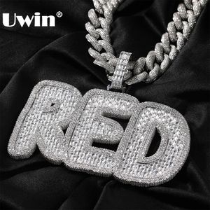 Uwin Baguettecz Custom Name Pendant Men Hip Hop Necklace Iced Out Zircon Personlig Silver Color Chain Charms Luxury Jewelry 240106