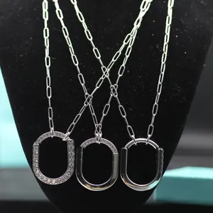 Fashion designer necklace jewelry designers lock shape Anniversary gift Sterling Silver 925 adult necklace earring for women trendy