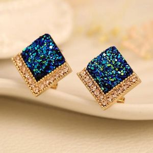 Stud Earrings Bright Series Square Fashion High Quality Female & 2024 Gold-color