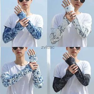 Arm Leg Warmers Protective Sleeves 1 Pairs UV Sun Protection Cooling Sports Sleeve with Thumb Hole Anti Slip Ice Silk Covers for Men Women YQ240106