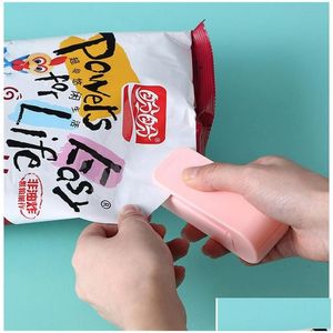 Bag Clips Portable Bag Clips Heat Sealer Plastic Packaging Storage Holder Mini Handy Sticker Food Snacks Kitchen Gadgets Drop Delivery Dhwmq