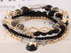 女性用のブレスレットBijoux Glasses Stone Beads Bracelets Barndles Gold One Direction Multilays Elastic Charm Pulsera GC1772626714