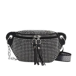 Ladies Fashion Luxury Diamond Rhinestone Fanny Pack Crossbody Purse Women Crystal Sling Chest Bag Waist Pack Bum Bag 240106