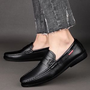 Högkvalitativ S -skor äkta läder casual vattentät plus storlek loafers mockasins comfy driver män hoes ize