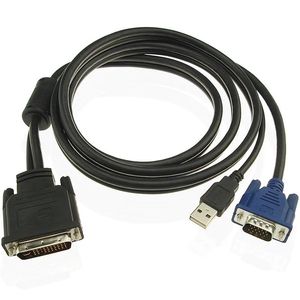 Connectores DVI M1DA 30 + 5 pinos a 15 pinos VGA + Cabo de projetor USB 1,8m