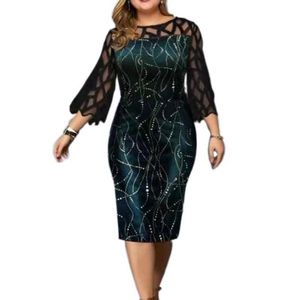 Vestidos casuais básicos vestido para plus size 2000s y2k vestidos de igreja de uma peça para mulheres elegante elegante 2023 3xl 4xl 5xl curva vestido de festa formal robel240105