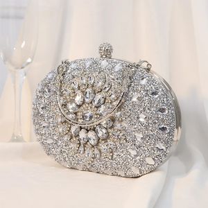 Diamond Luxury Women Clutch Evening Bag Wedding Crystal Ladies Cell Phell Pocket Polly Kvinnlig plånbok för festkvalitetsgåva 240106